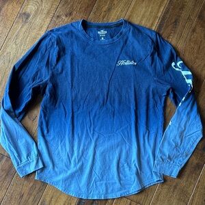 Hollister Men's Long Sleeve Blue Ombre Tee